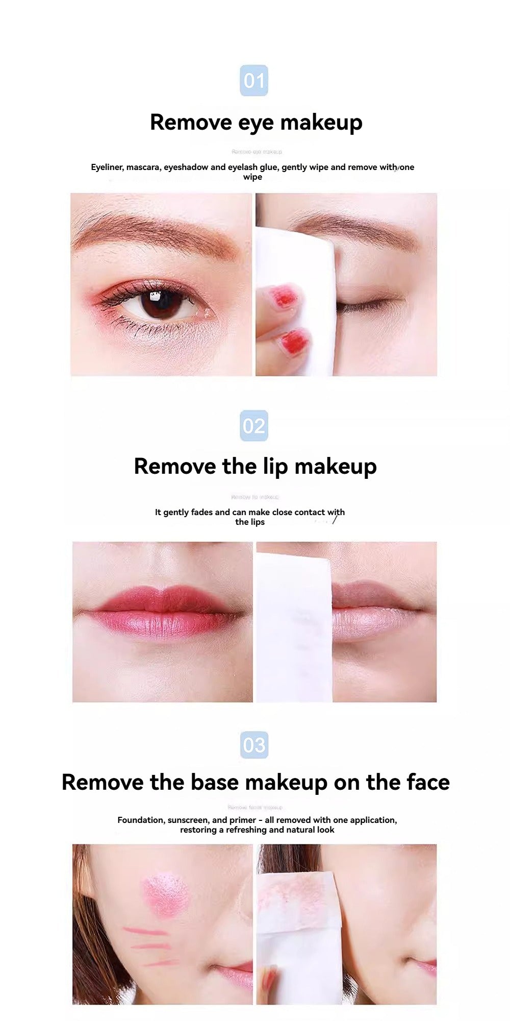 AMORTALS Pink Makeup Remover Wipes (10 pieces)